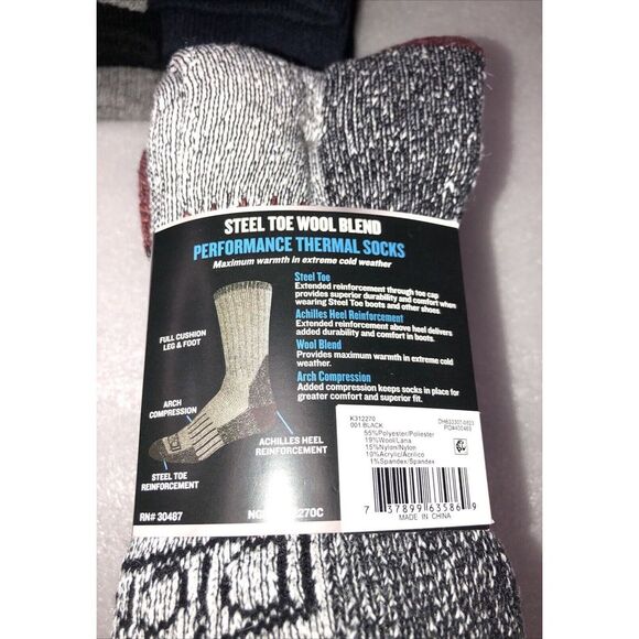 9 Pairs of Genuine Dickies Steel Toe Crew Performance Thermal Socks 3 packs NEW - Picture 6 of 16